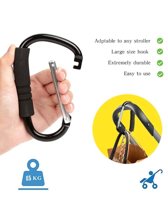 Funbliss Large Buggy Clip 2 Pack 6.6”, Pram Pushchair Stroller Clip, Shopping Accessories Bag Holder Hook Black - Image 3
